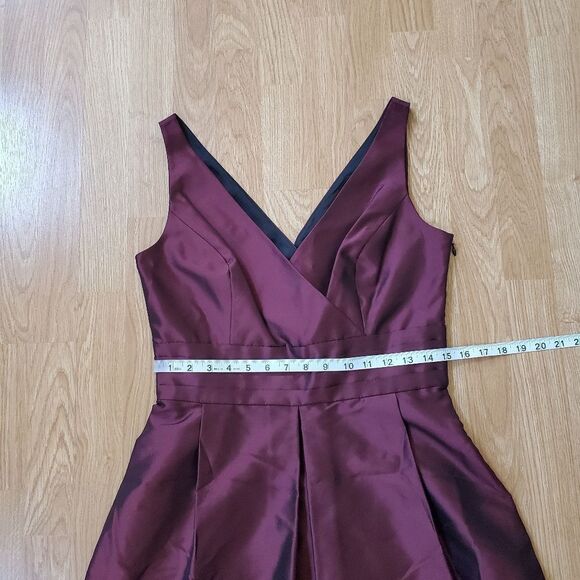 🌹 ANN TAYLOR 🌹 100% Silk Taffeta Knee Length Dress - [Size 4, Wine] - Picture 8 of 11